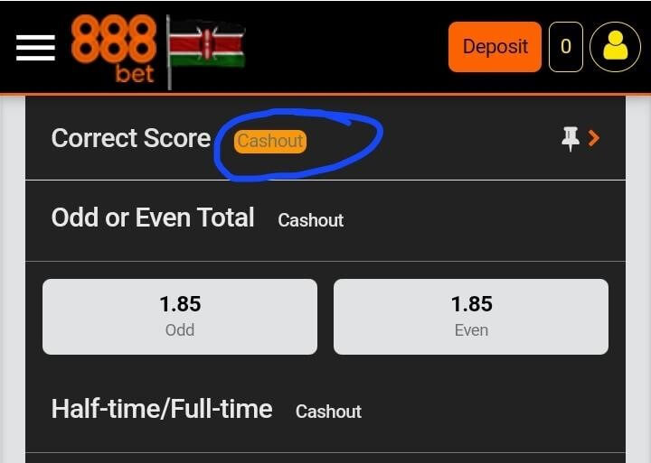 cashout option at 888sport Kenya