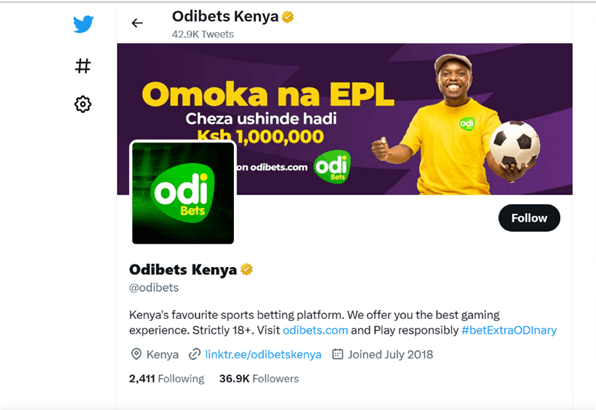 Odibets official Twitter page