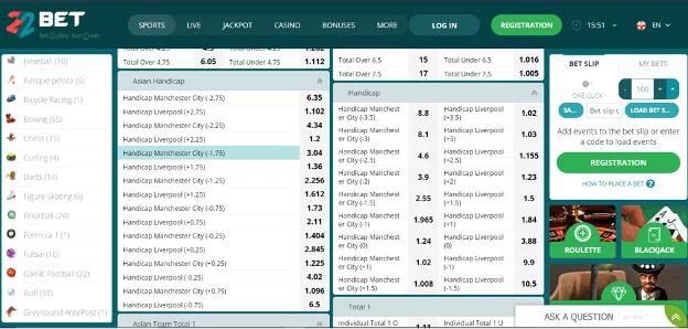 22bet betting markets