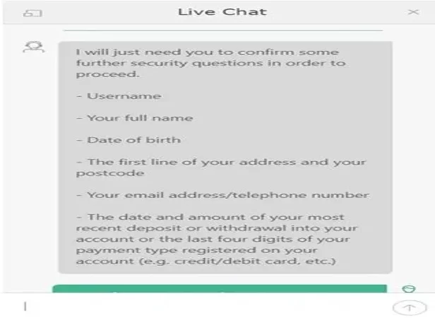 Bet365 Live Chat Reply