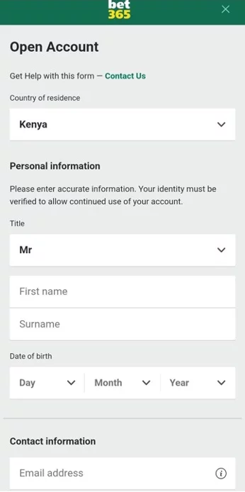 Bet365 Registration step 2