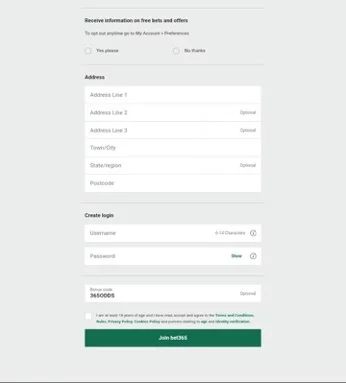 Bet365 Registration step 3