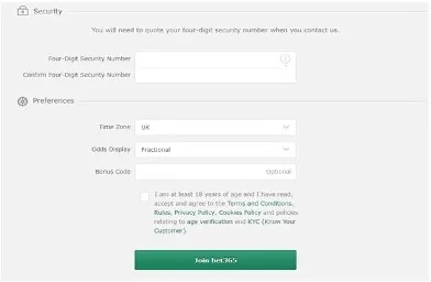 Bet365 Registration step 6