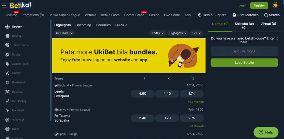 Betikas dark mode option