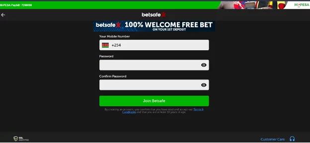 Betsafe registration page