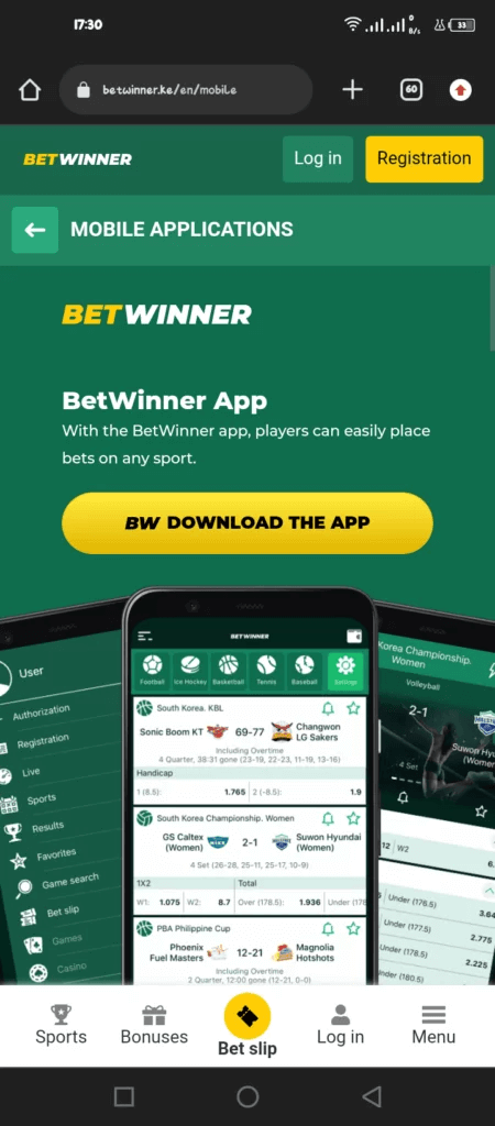 Betwinner mobile app download