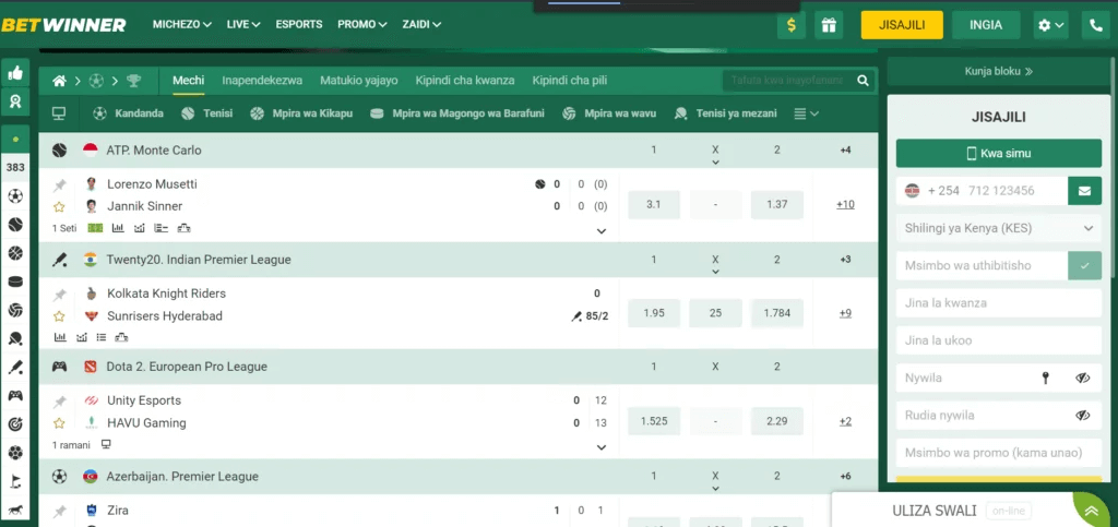 Betwinner website Swahili version