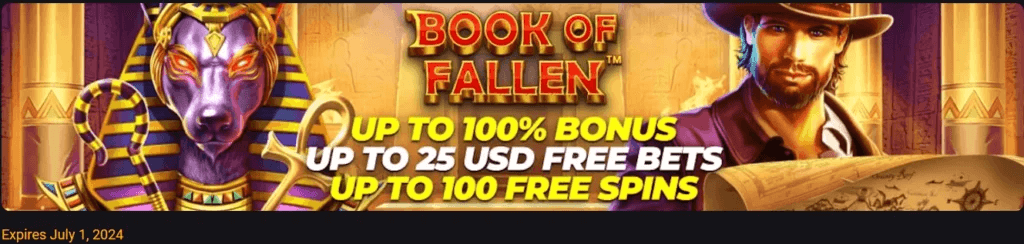 Book of Fallen bonus offer at Cyber.bet