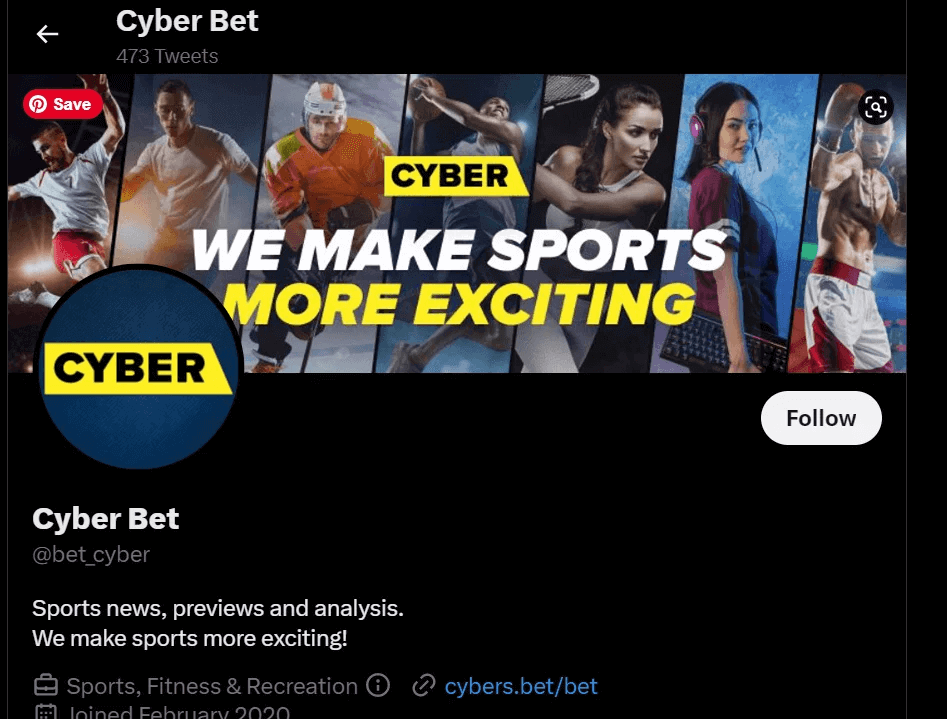 Cyber.bet official Twitter page 1