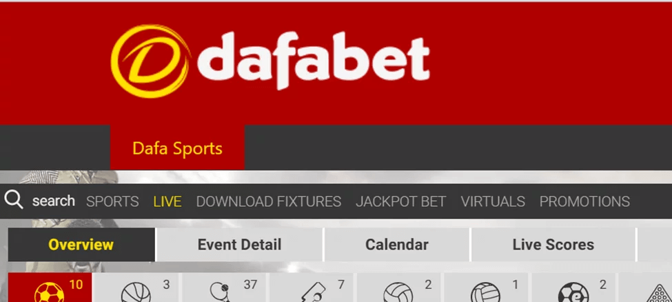 Dafabets live games section