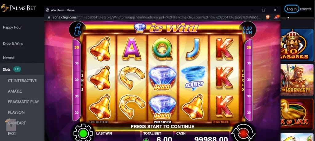 Demo version for Win Storm slot at Palms Bet