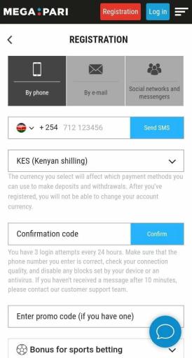 Enter your phone number in megapari registration