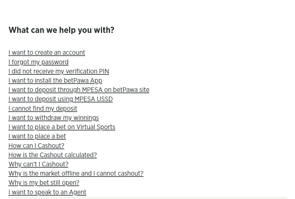 FAQs at betPawas Help section