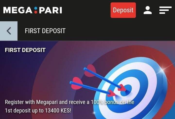 Fisrt deposit bonus Megapari kenya