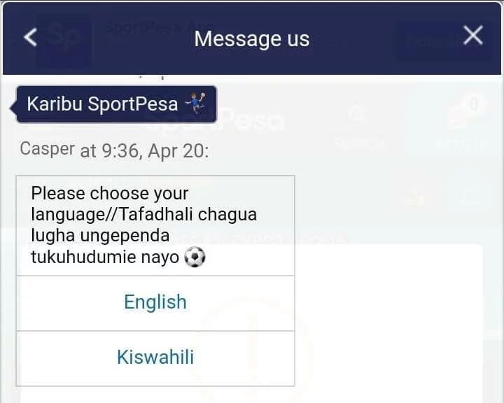 Live agent Sportpesa Kenya 1