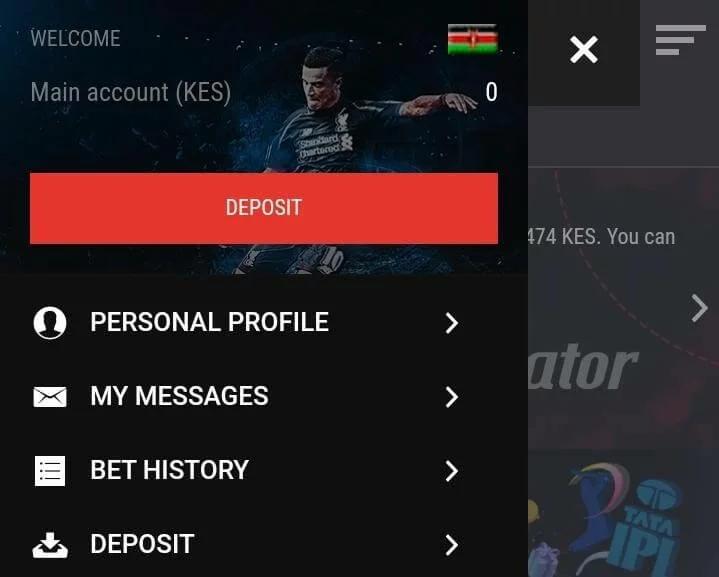 My Account section Megapari Kenya