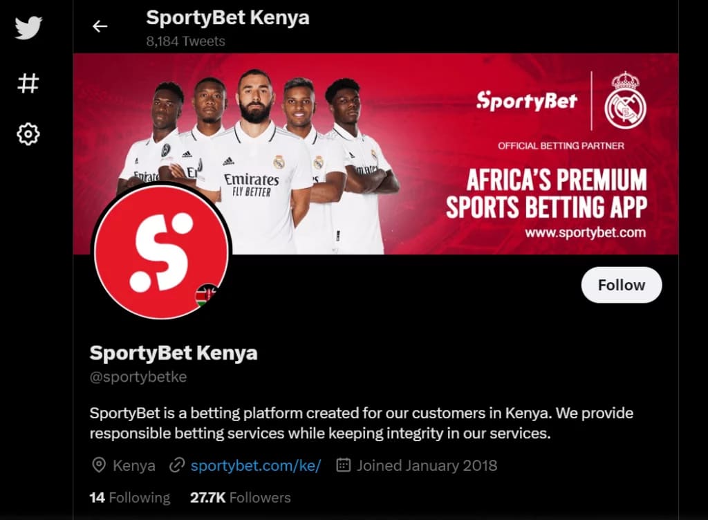 SportyBets official Twitter page