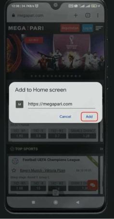 add app megapari to home screen