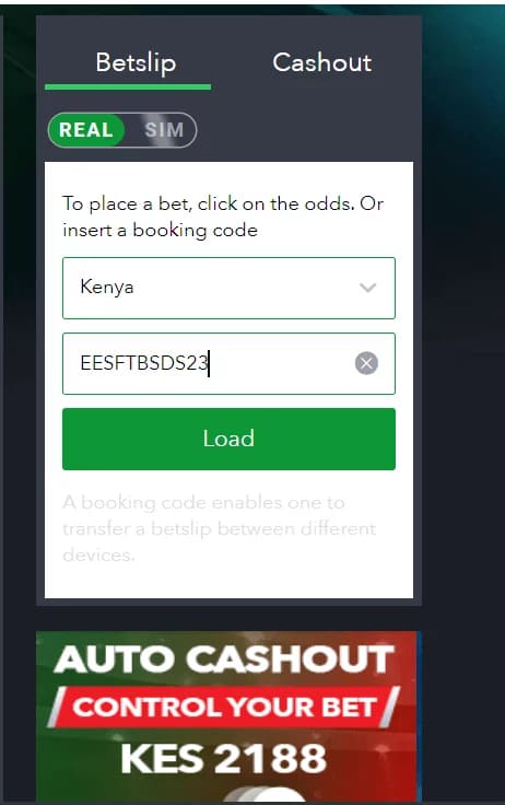 betslip and cashout block at SportyBet