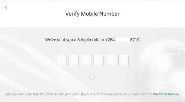 boxes for entering a 6 digit code at SportyBet