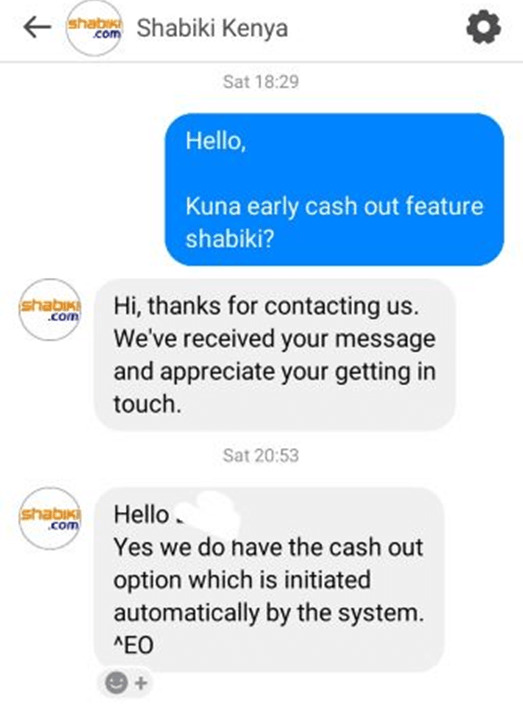 chat with Shabiki customer care staff on Facebook