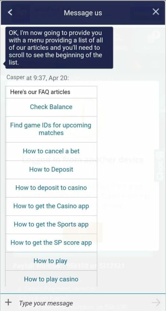 customar service SportPesa kenya 1