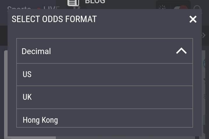 display format of odds megapari