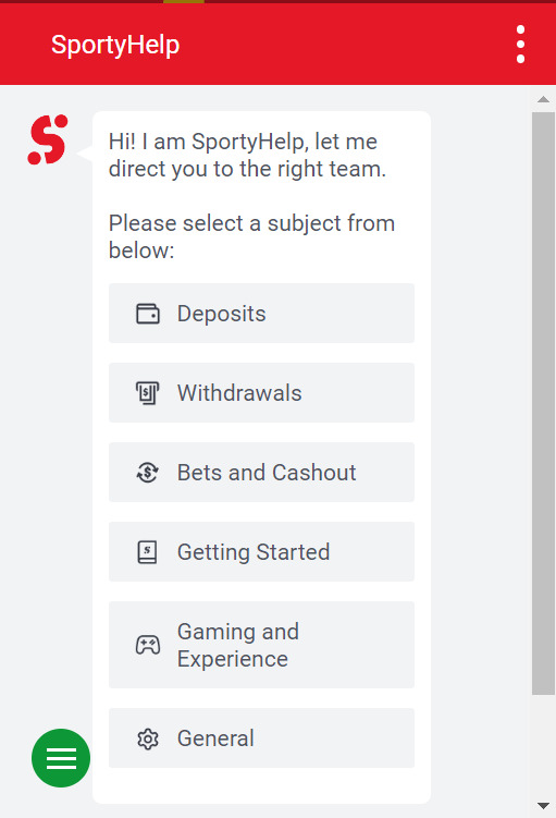 live chat block at SportyBet