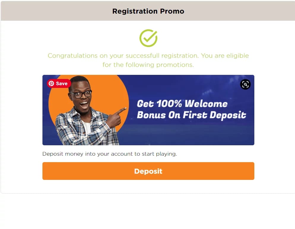 successful registration page at Shabiki